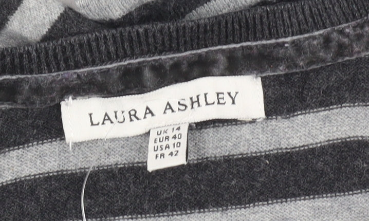 Laura Ashley Women's Grey Striped Pullover Jumper Size 14