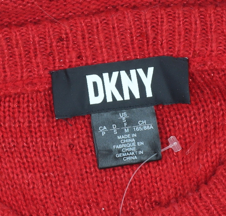 Womens UK Size S DKNY Red Pullover Jumper