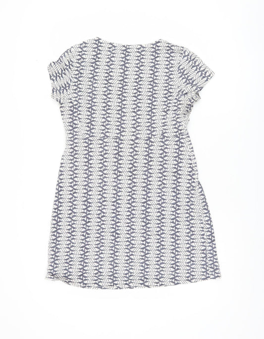 White Stuff Women's Blue Geometric Tunic Top UK 10