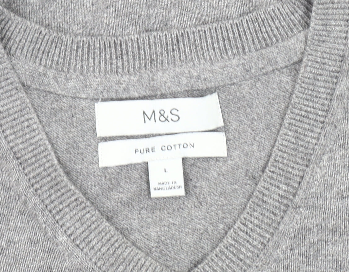Marks and Spencer Men's Grey Cotton Vest - Large