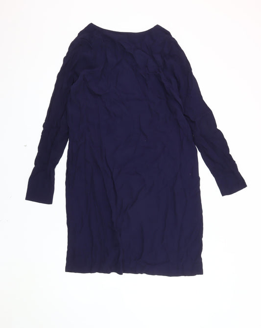 H&M Women's Blue Viscose Long Sleeve Dress - Size 8