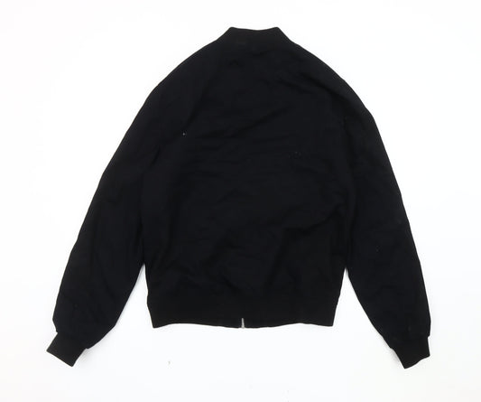 ASOS DESIGN Black Bomber Jacket, Unisex S, Casual Classic
