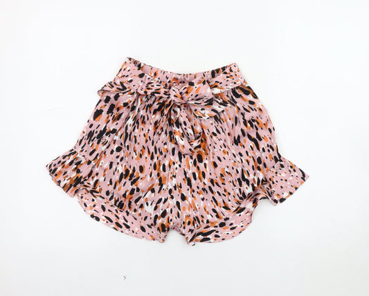 River Island Women's Pink Animal Print Shorts Size 10