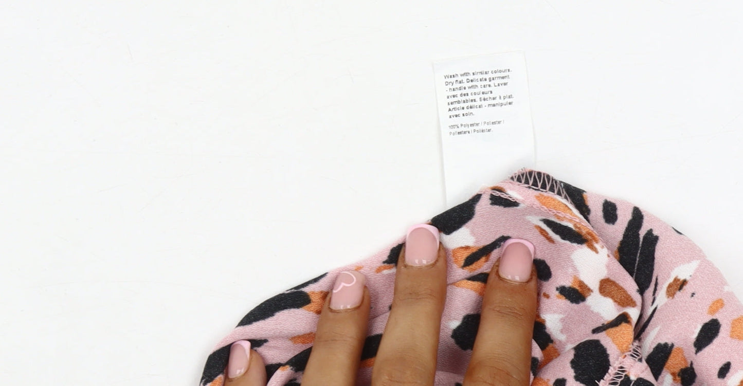 River Island Women's Pink Animal Print Shorts Size 10