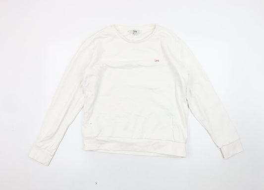 Womens UK Size M Lee White Pullover Sweatshirt