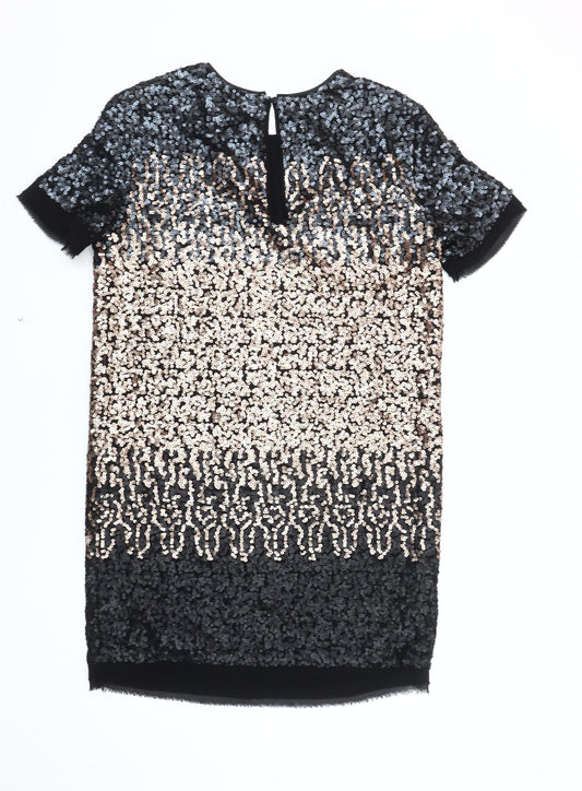 Next Women's Black Sequin Shift Dress Size 12