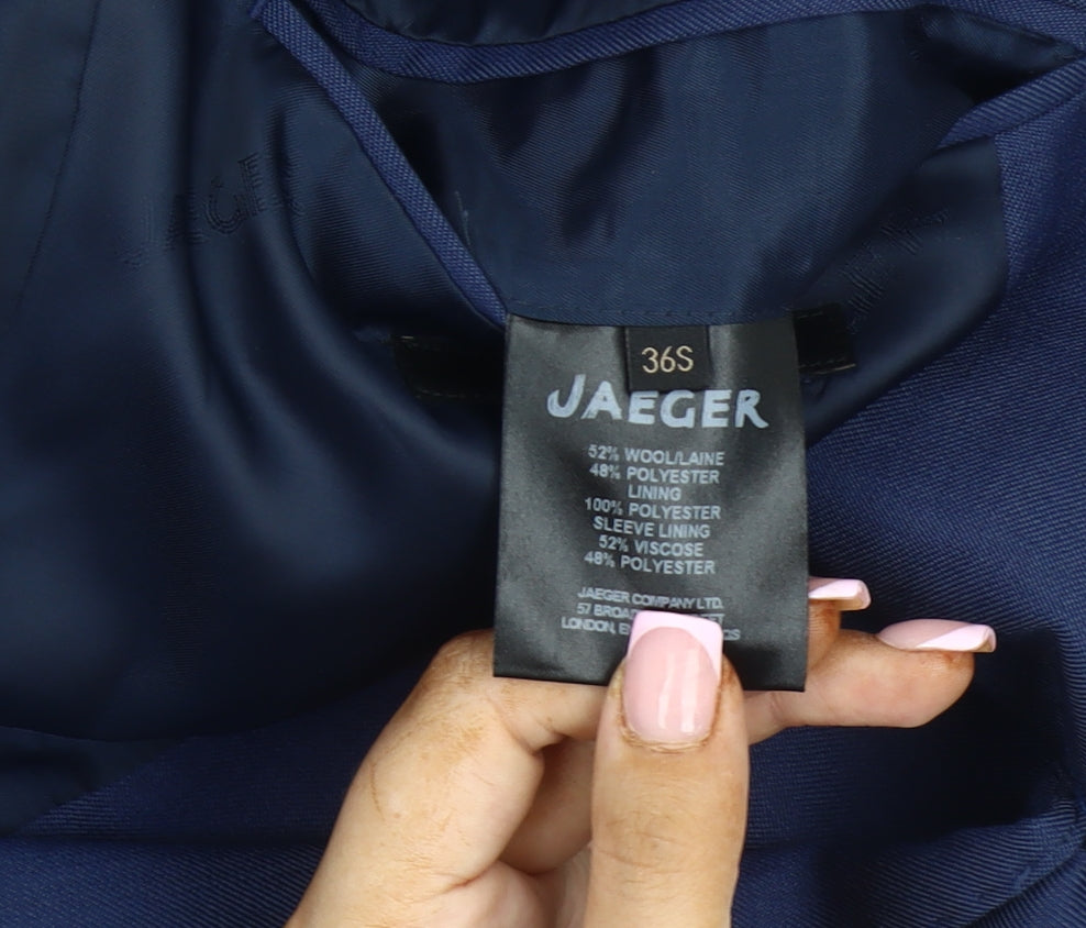 Brand and care label for Jaeger Men's Blue Slim Blazer, 36, Formal, Business