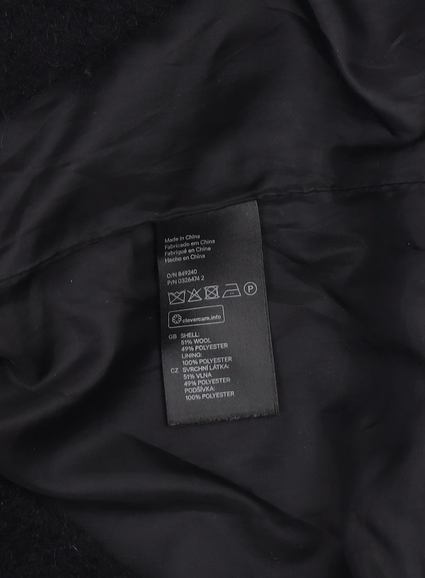 H&M Black Women's Mid-Length Wool Coat Size 4