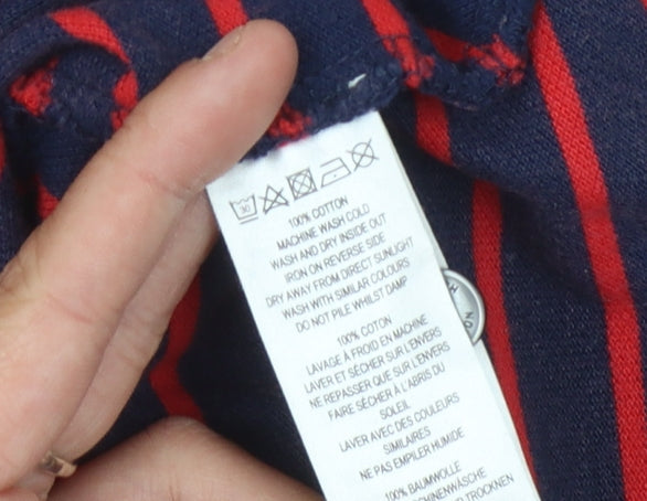 French Connection Men's Red Striped Polo, M, Short Sleeve