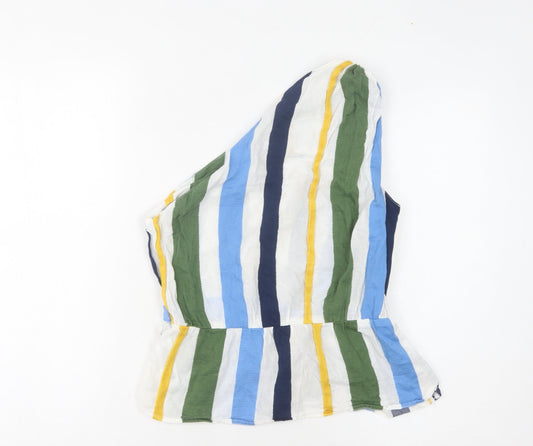 Additional front view of ASOS Women Multicoloured One Shoulder Cotton Top, size 10