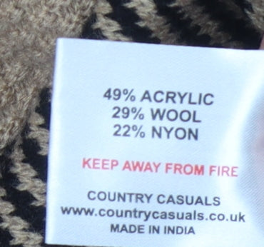 Country Casuals Women's Open Front Cardigan, Beige/Black, M, Geometric