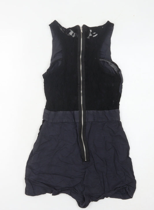 Topshop Women's Black Lace Playsuit, Size 6, Party Style