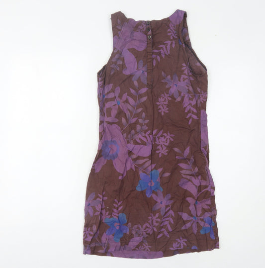 Warehouse Women's Brown Purple Floral Shift Dress 8