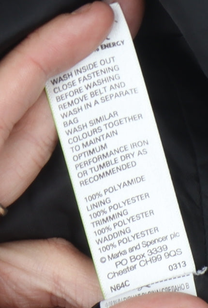 Marks & Spencer Women's Black Quilted Belted Coat M