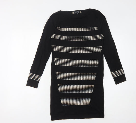 Additional front view of Principles Black Sheath Dress, UK 10, Studded Accents, Casual