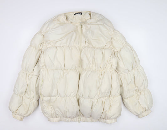 Womens UK Size S PRETTYLITTLETHING Ivory Puffer Jacket