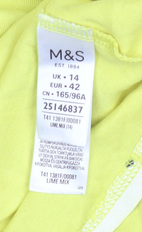 Womens UK Size 14 Marks and Spencer Yellow Basic T-Shirt