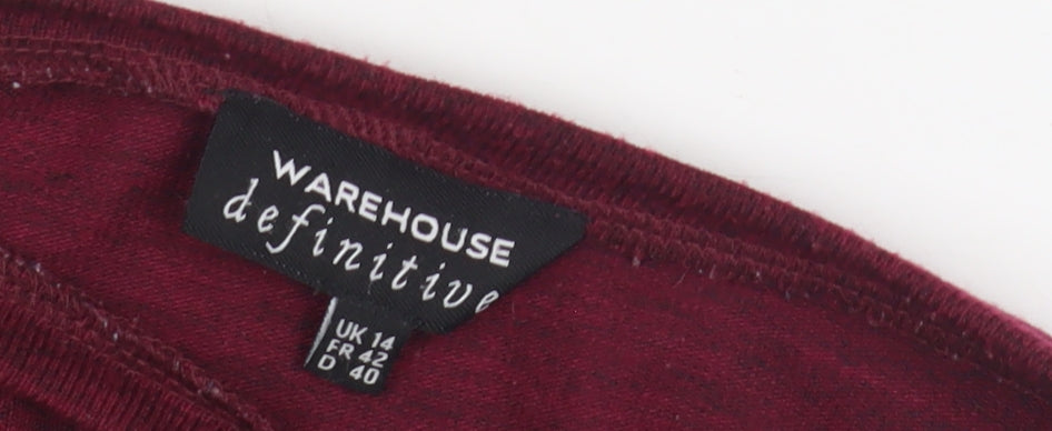 Womens UK Size 14 Warehouse Red Jersey T-Shirt