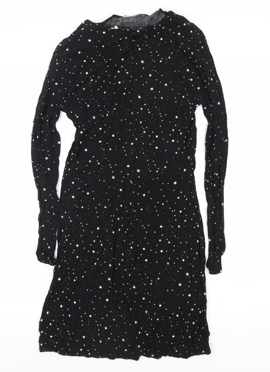 H&M Women's Black Star Pattern Dress, Size 10