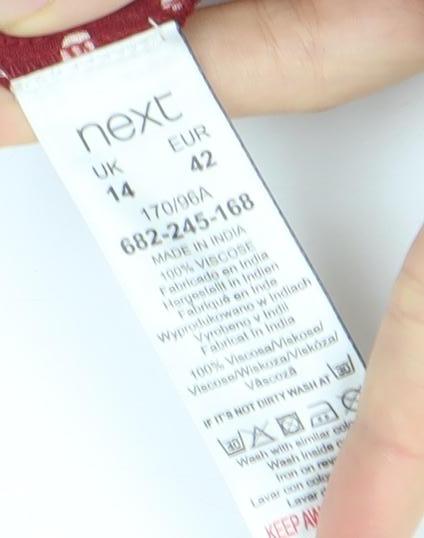 Next Women's Red Polka Dot Dress Size 14