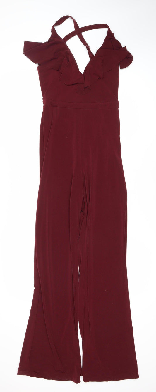 Womens UK Size S Bershka One-Piece Red Jumpsuit