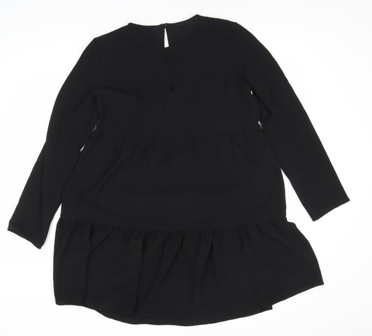 ASOS DESIGN Black Shift Dress Women Size 10 Long Sleeve