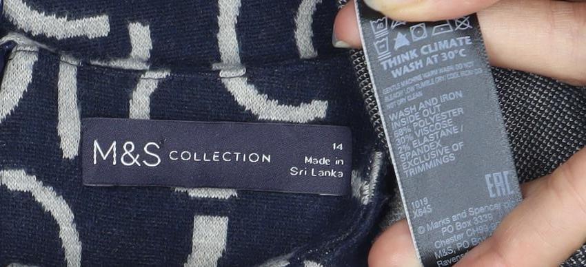 Womens UK Size 14 Marks and Spencer Blue Jersey Blouse