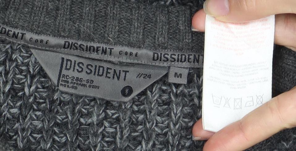 Dissident Men's Grey Chunky-Knit Pullover Jumper M