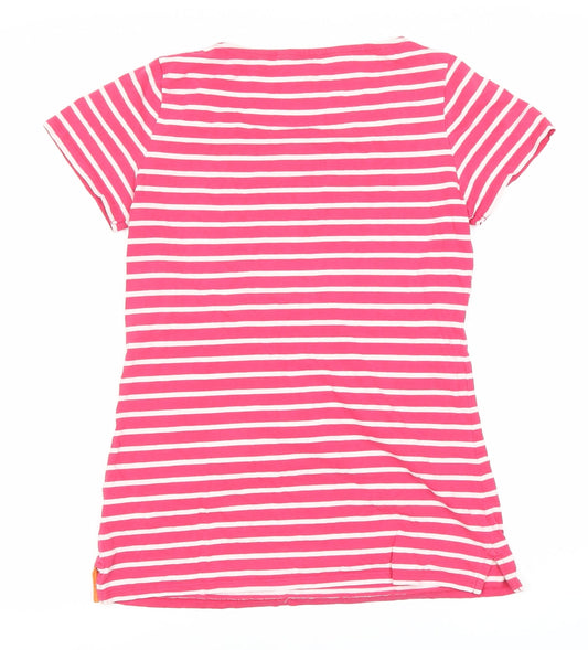 Boden Women's Pink Striped T-Shirt, Size 8, Cotton