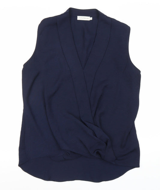 Womens UK Size 12 Paraphrase Blue Wrap Blouse