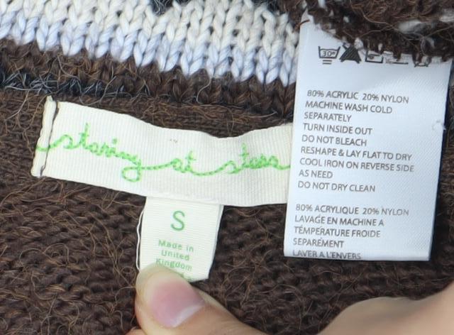 Womens UK Size S Staring at Stars Brown Cardigan Jumper
