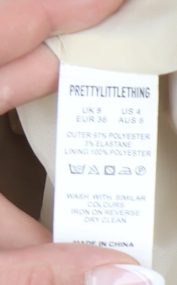 PrettyLittleThing Women's Beige Cropped Double-Breasted Jacket