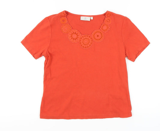 Womens UK Size 8 CC Orange Basic T-Shirt