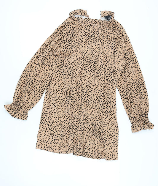 Additional front view of ASOS Design Women’s Beige Animal Print Shift Dress