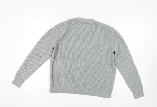 Marks and Spencer Men's Grey Waffle Knit Jumper, L