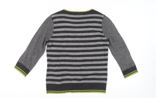 Marks and Spencer Women's Grey Striped Pullover Jumper L