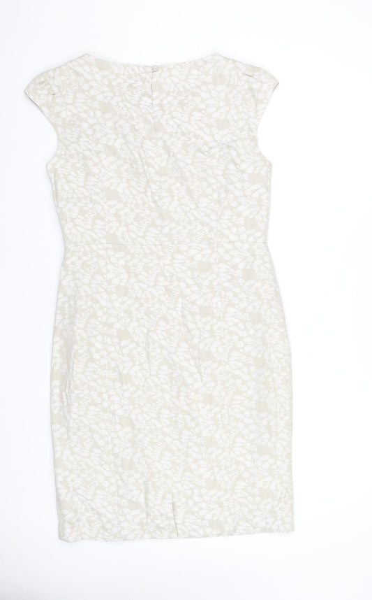 Monsoon Women Beige Floral Sheath Dress Size 14