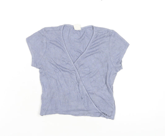 Womens UK Size XS Urban Outfitters Blue Wrap T-Shirt