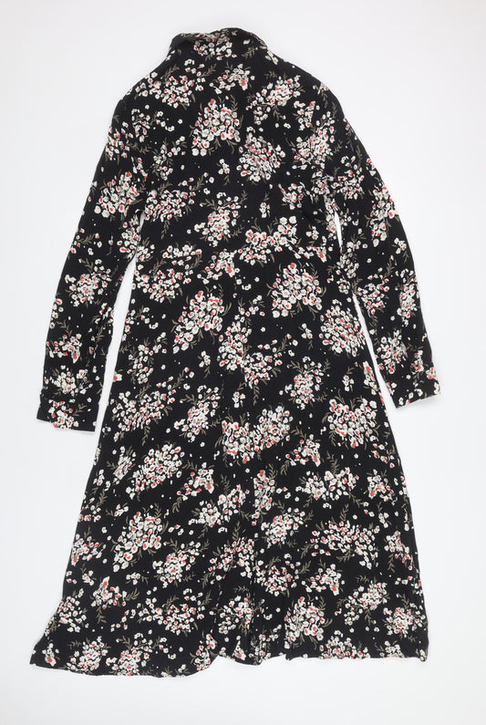 Marks and Spencer Women Black Floral Dress Size 12