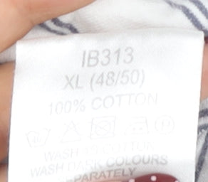 Southbay Men's White Striped Polo Shirt XL