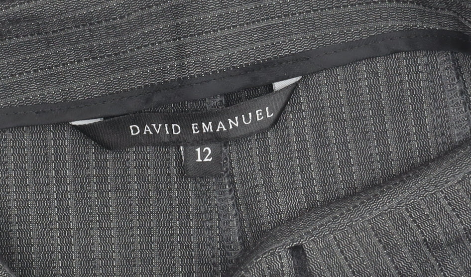 David Emanuel Women's Grey Skirt, Size 12, Elegant Design