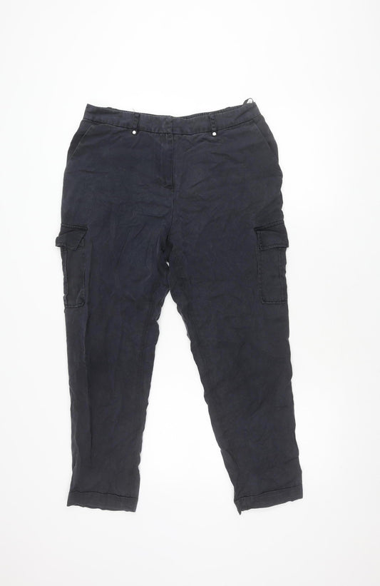 Womens UK Size 12 Mint Velvet Relaxed Fit Cargo Black Trousers