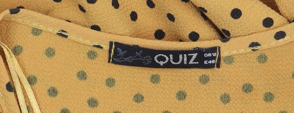 Quiz Women’s Yellow Polka Dot Wrap Blouse, Size 12