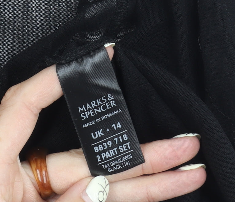 Womens UK Size 14 Marks and Spencer Black Wrap Blouse