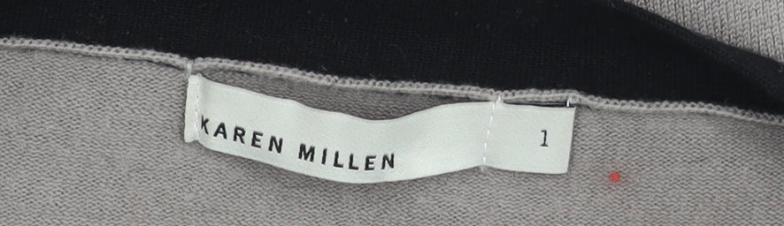 Karen Millen Women's Black Striped Open Front Cardigan Size 10