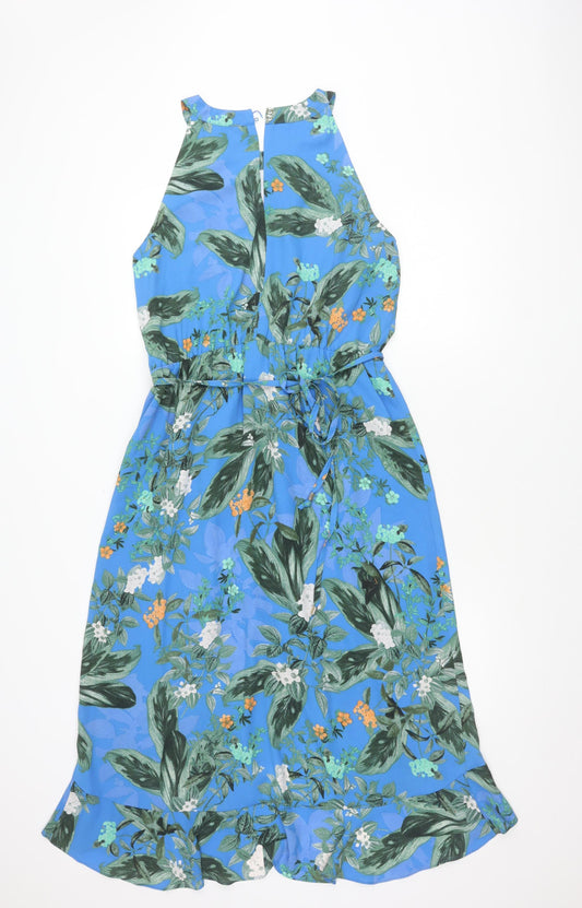 Oasis Women's Blue Floral Dress, Size 14, Sleeveless