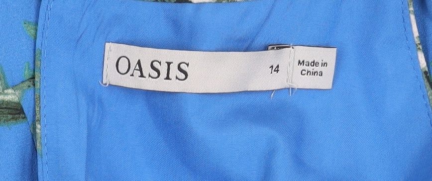 Oasis Women's Blue Floral Dress, Size 14, Sleeveless