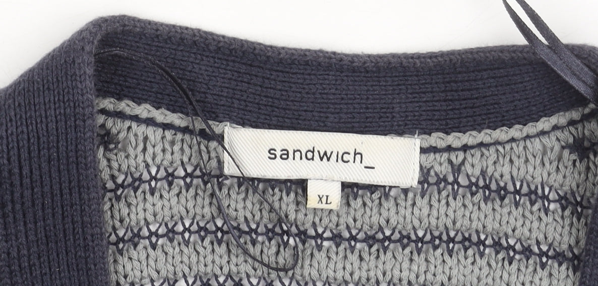 Womens UK Size XL Sandwich Blue Cardigan Jumper