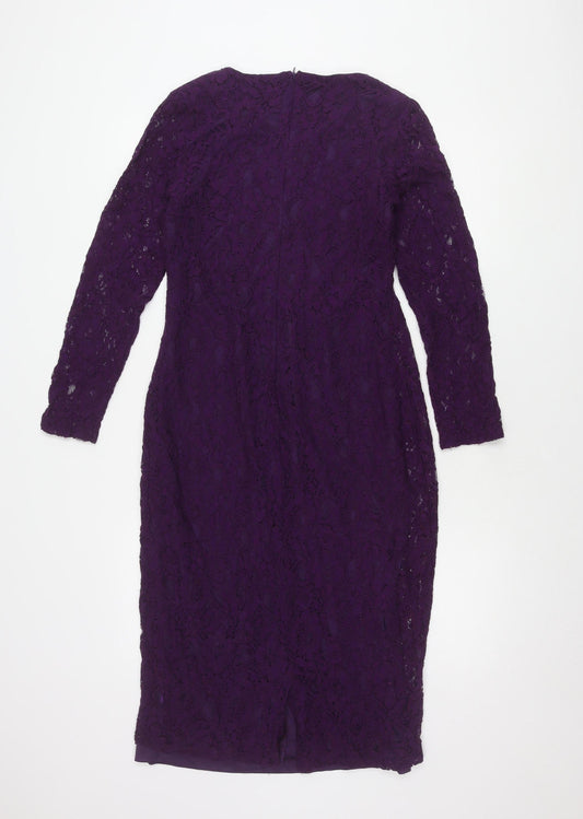 Apricot Women's Purple Lace Long Sleeve Dress L
