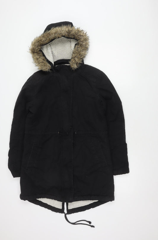 Womens UK Size S Gap Black Parka Coat